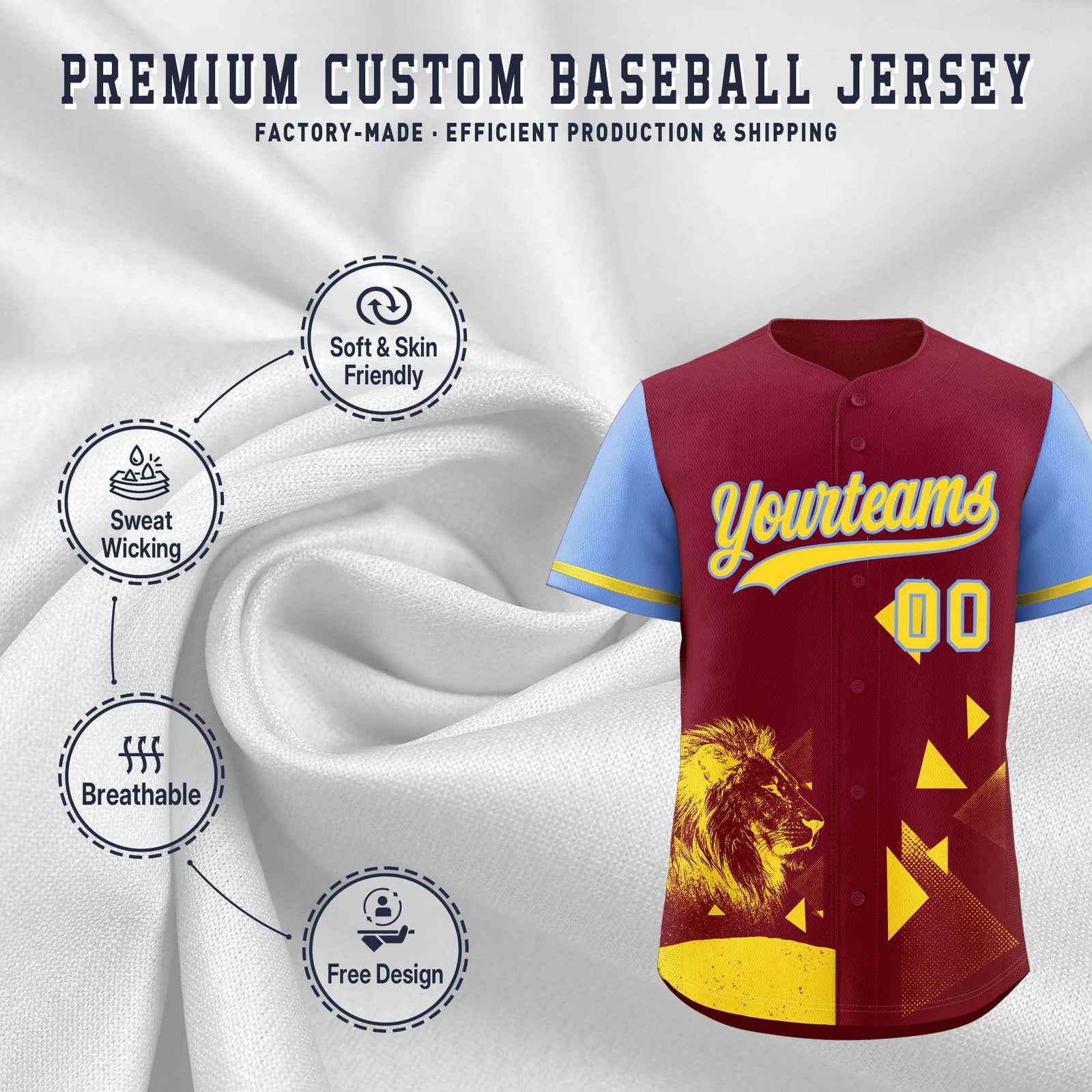 Custom Light Blue Crimson Raptor Series Raglan Sleeves Breathable Baseball Jersey