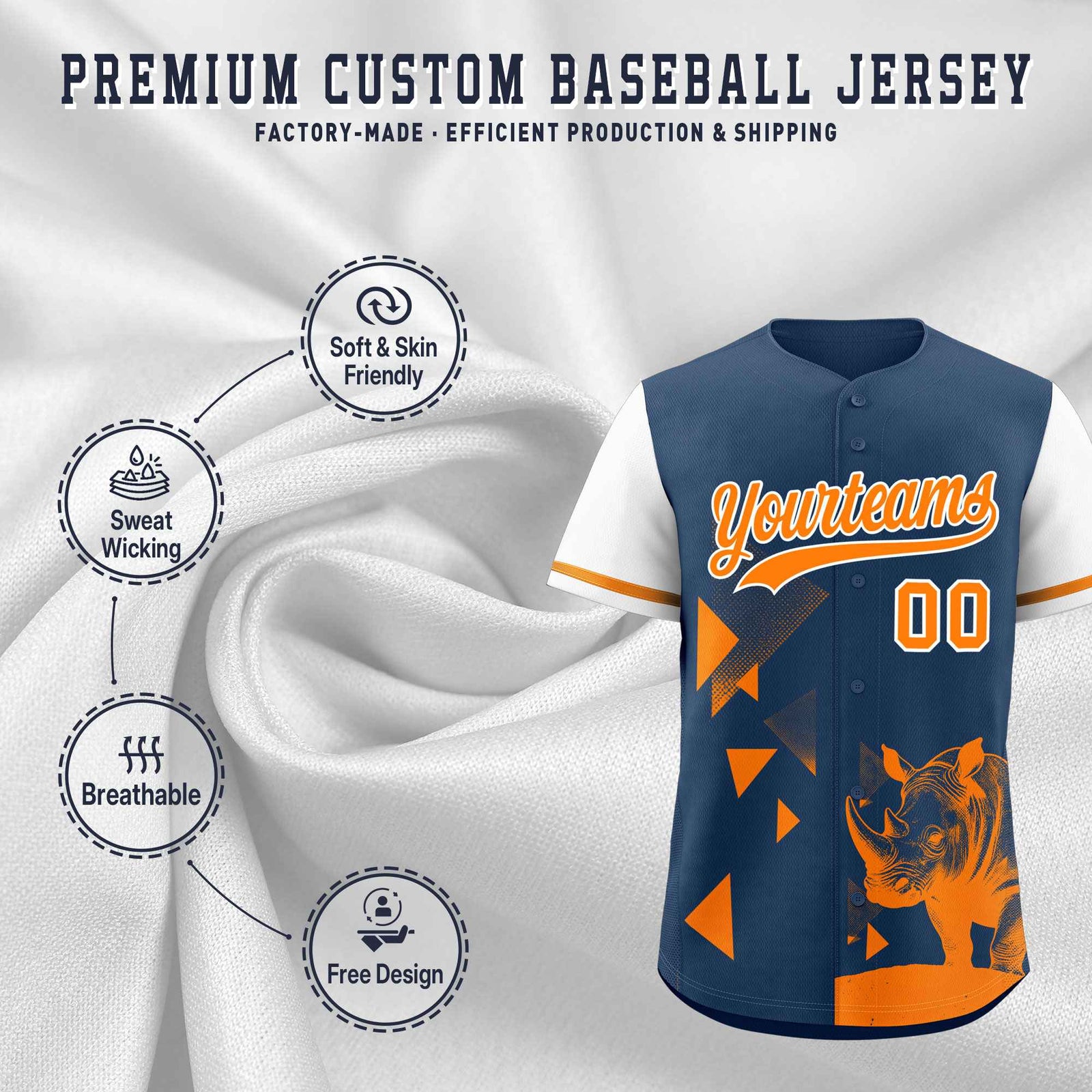 Custom White Midnight Blue Raptor Series Raglan Sleeves Casual Sports Baseball Jersey