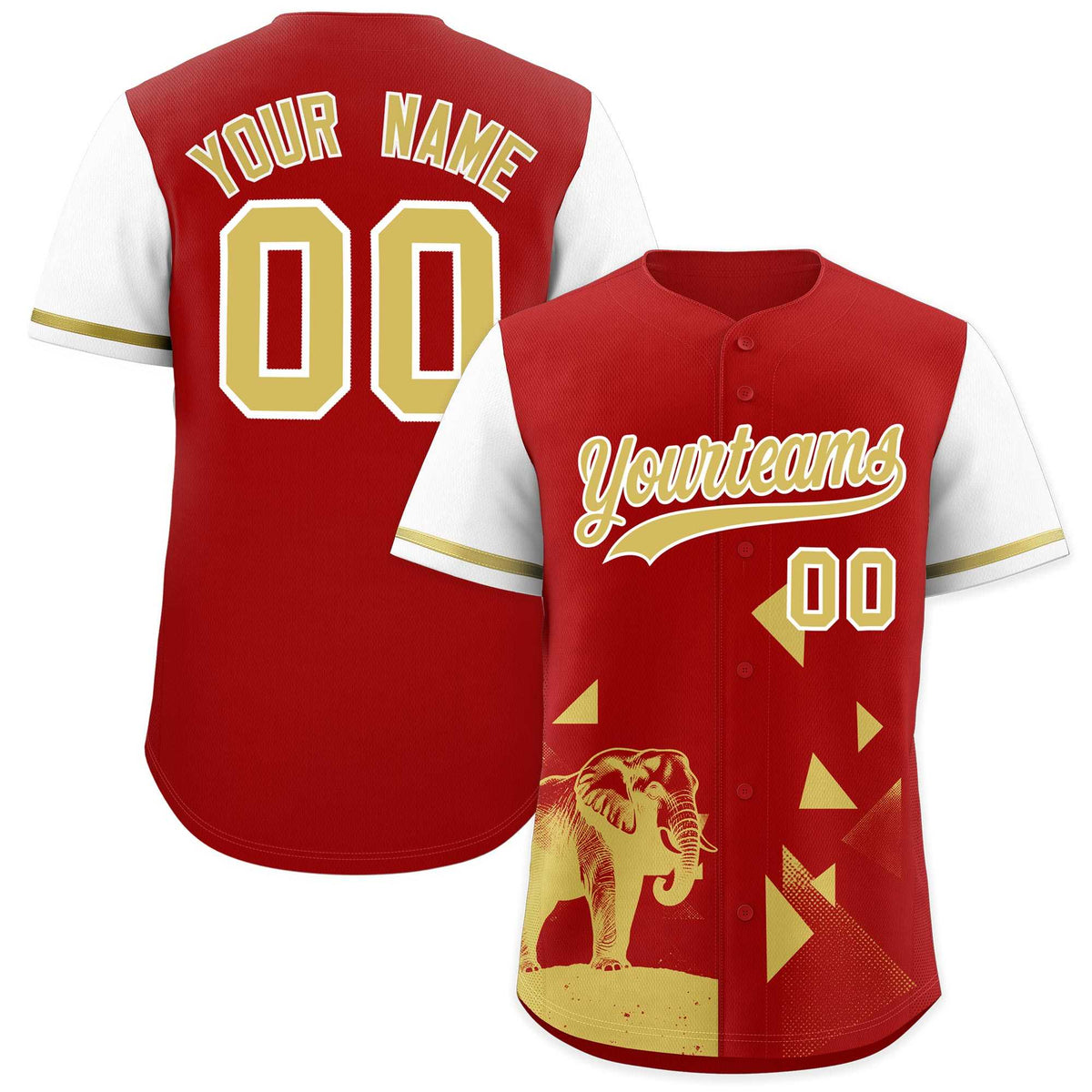 Custom Red White Raptor Series Raglan Sleeves Street Style Baseball Jersey