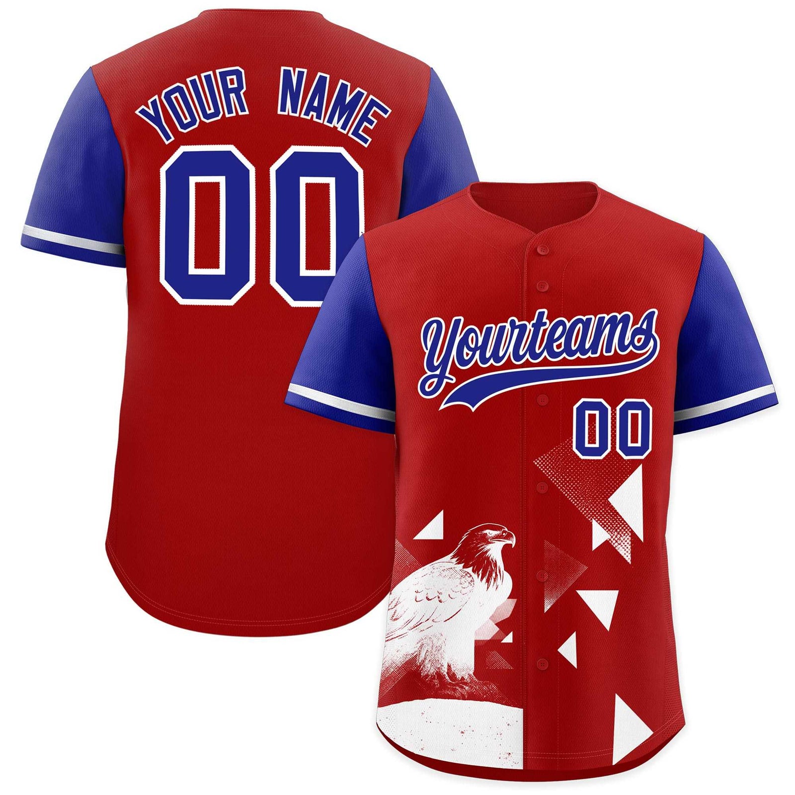 Custom Royal Red Raptor Series Raglan Sleeves Street Style Baseball Jersey
