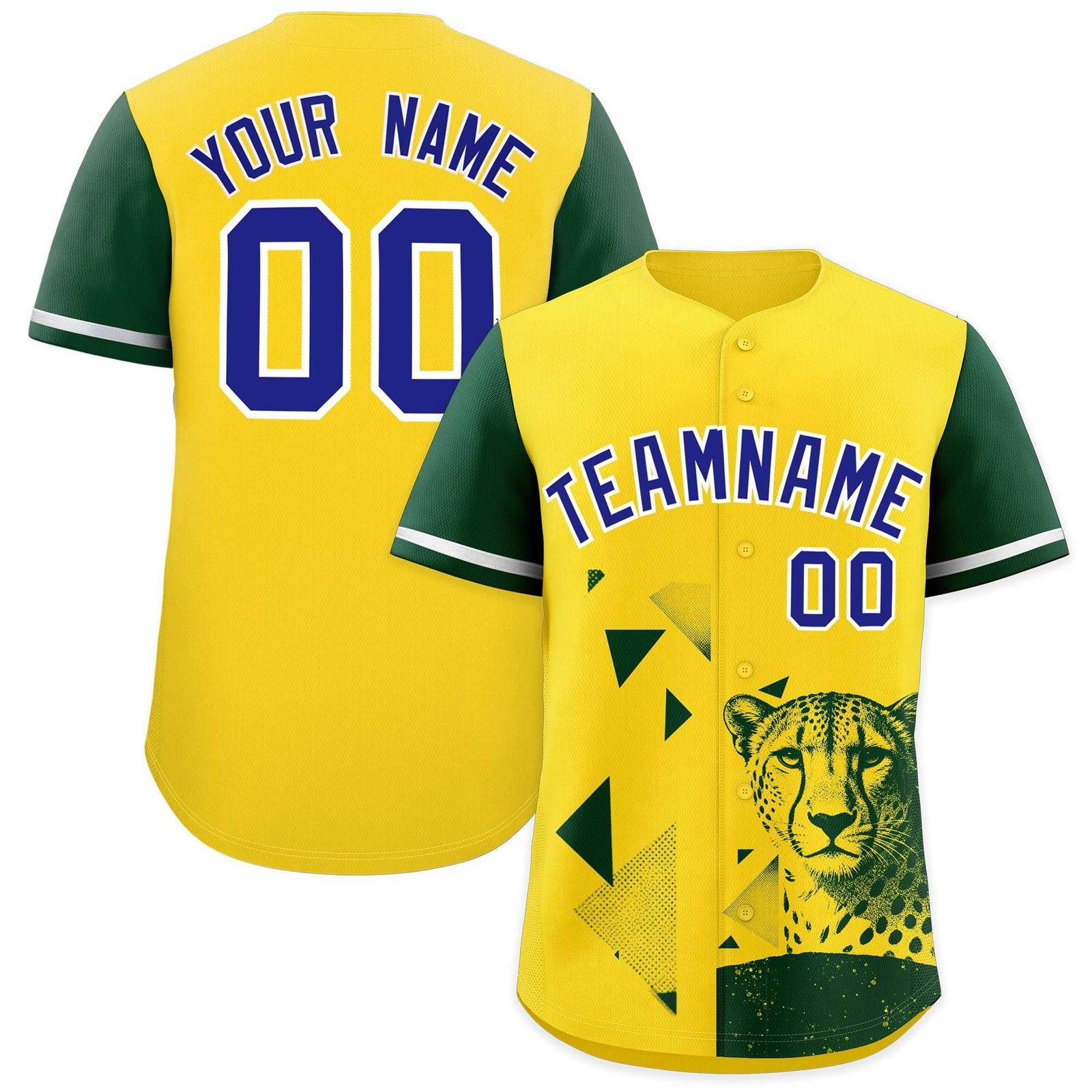 Custom Dark Green Yellow Raptor Series Raglan Sleeves Hip Hop Baseball Jersey