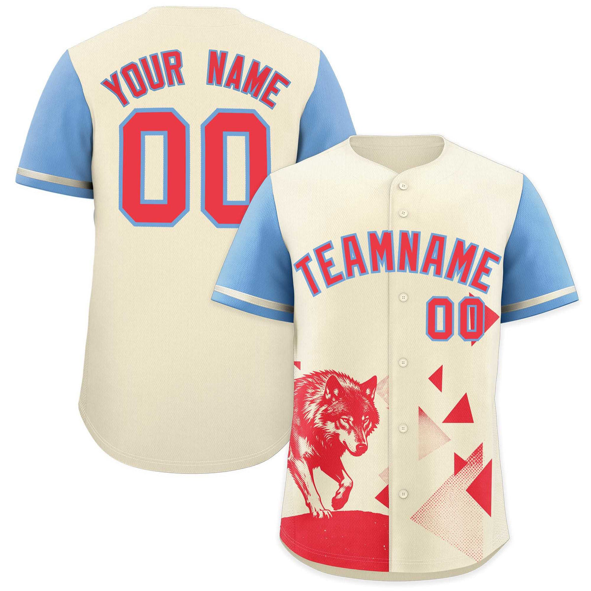 Custom Powder Blue Light Khaki Raptor Series Raglan Sleeves Casual Sports Baseball Jersey