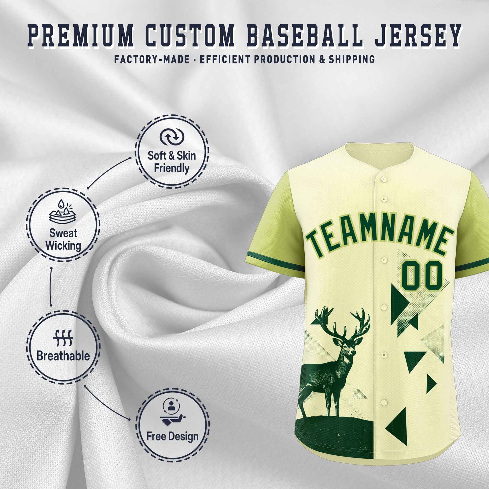 Custom Champagne Cream Raptor Series Raglan Sleeves Hip Hop Baseball Jersey