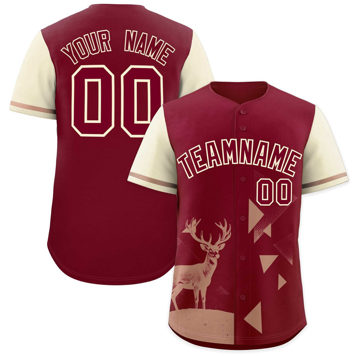Custom Cream Crimson Raptor Series Raglan Sleeves Urban Style Baseball Jersey