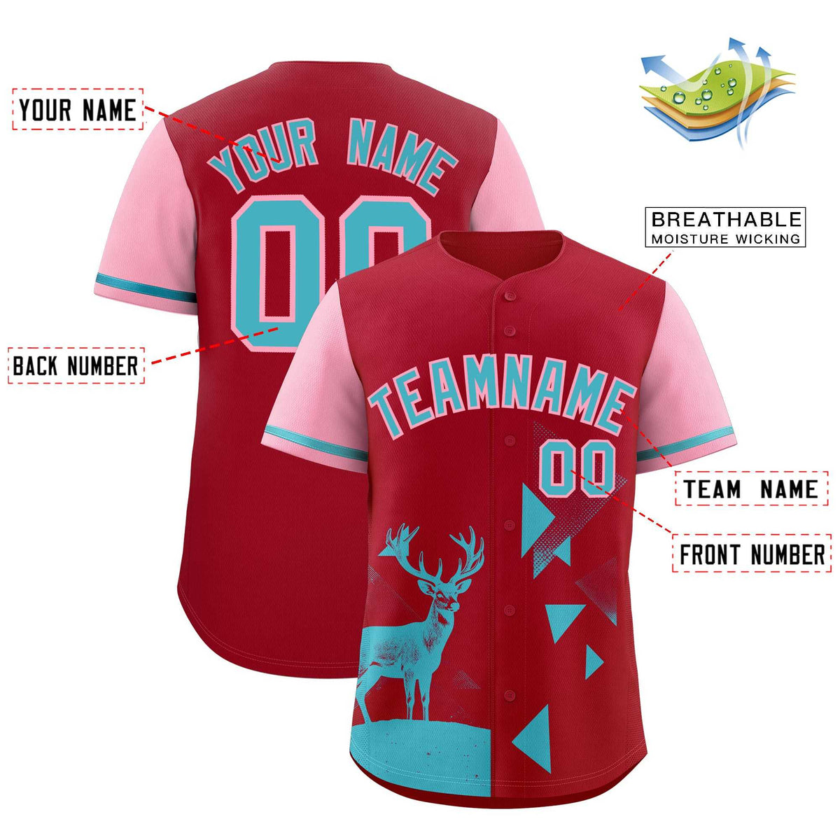 Custom Light Pink Scarlet Raptor Series Raglan Sleeves Drapable Baseball Jersey