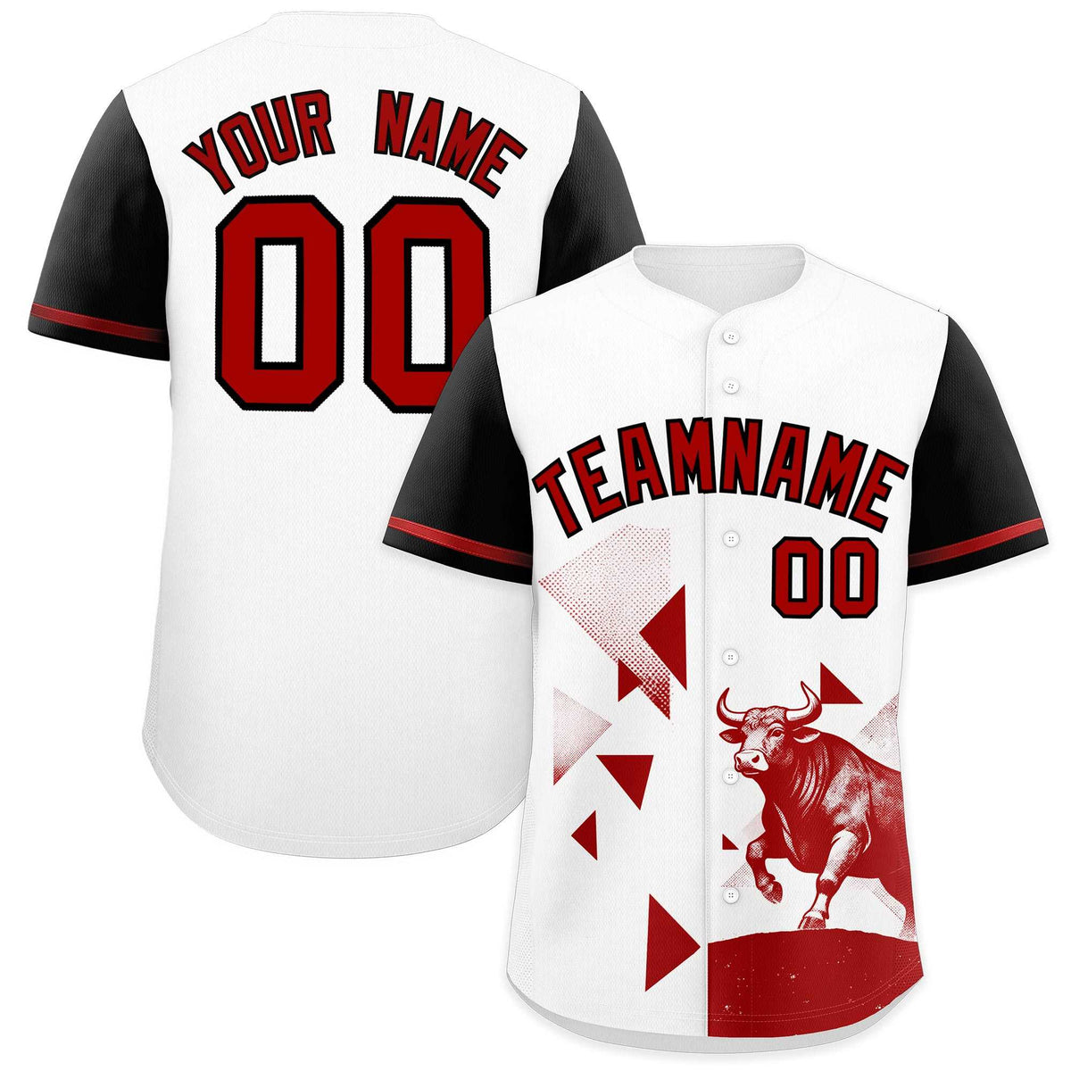 Custom Black White Raptor Series Raglan Sleeves Wrinkle-Resistant Baseball Jersey