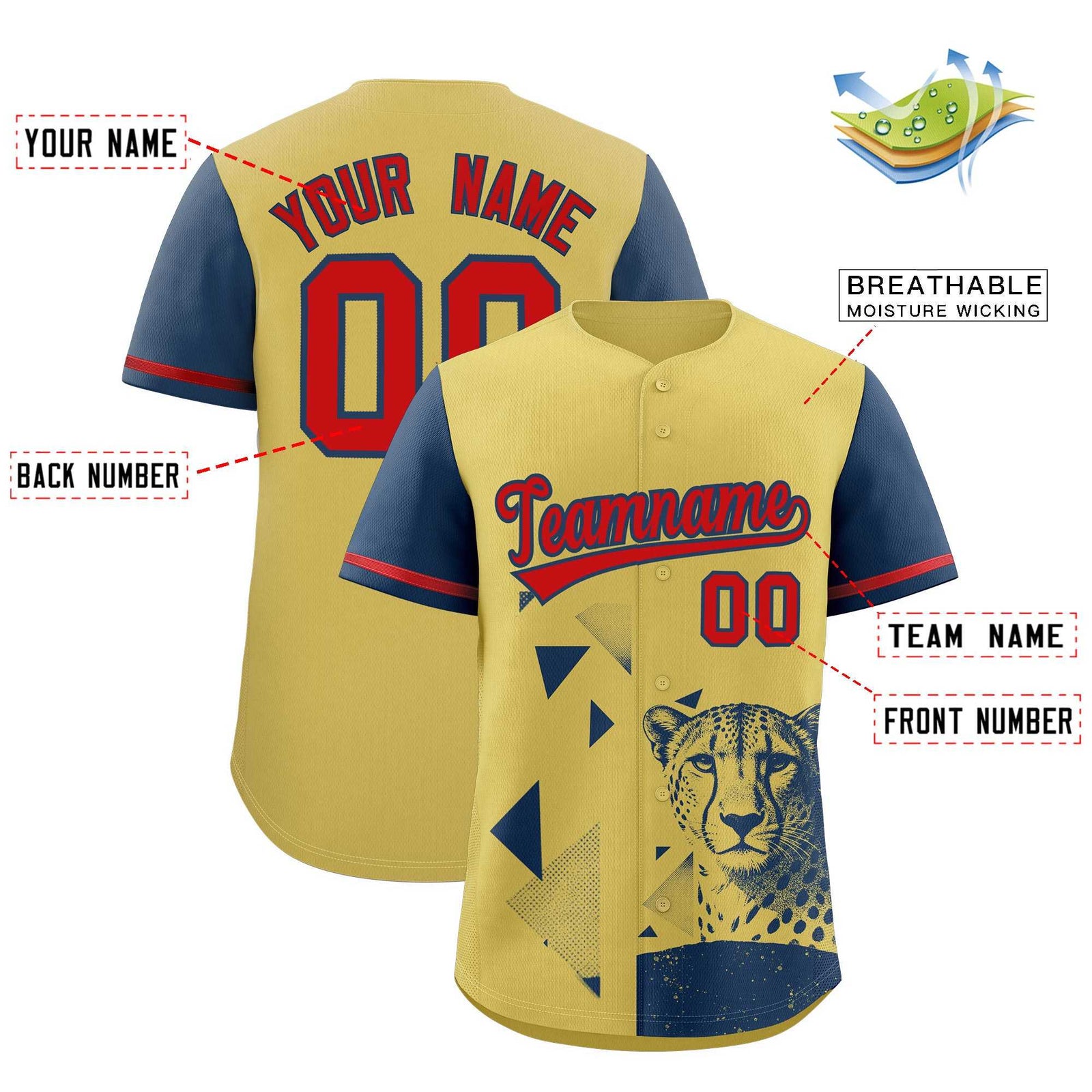 Custom Midnight Blue Old Gold Raptor Series Raglan Sleeves Lightweight Baseball Jersey |KXKSHOP
