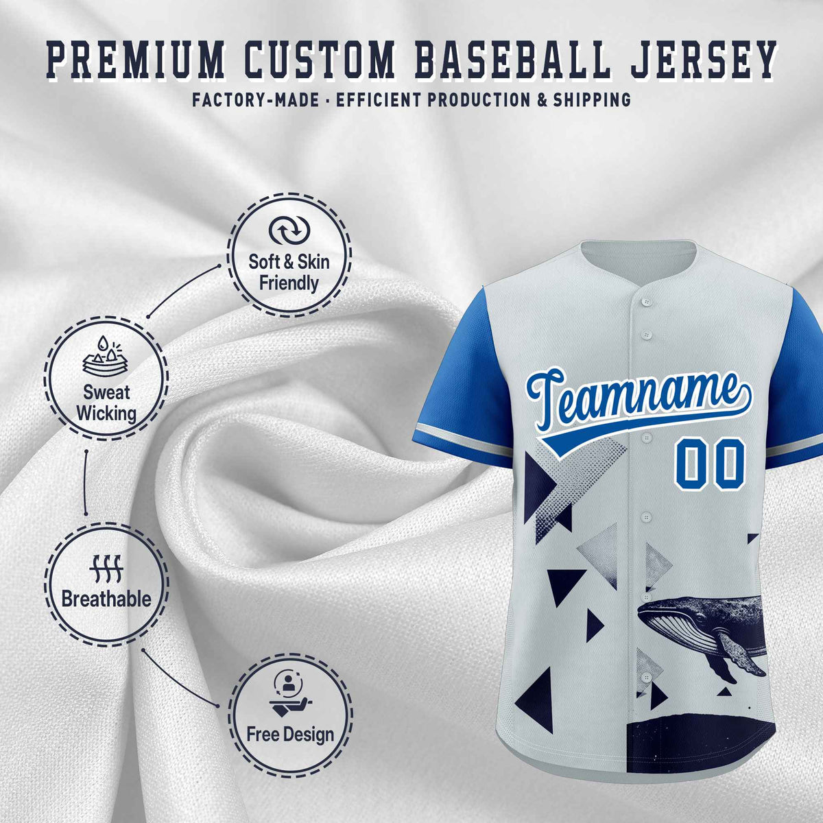 Custom Royal Silver Raptor Series Raglan Sleeves Street Style Baseball Jersey |KXKSHOP