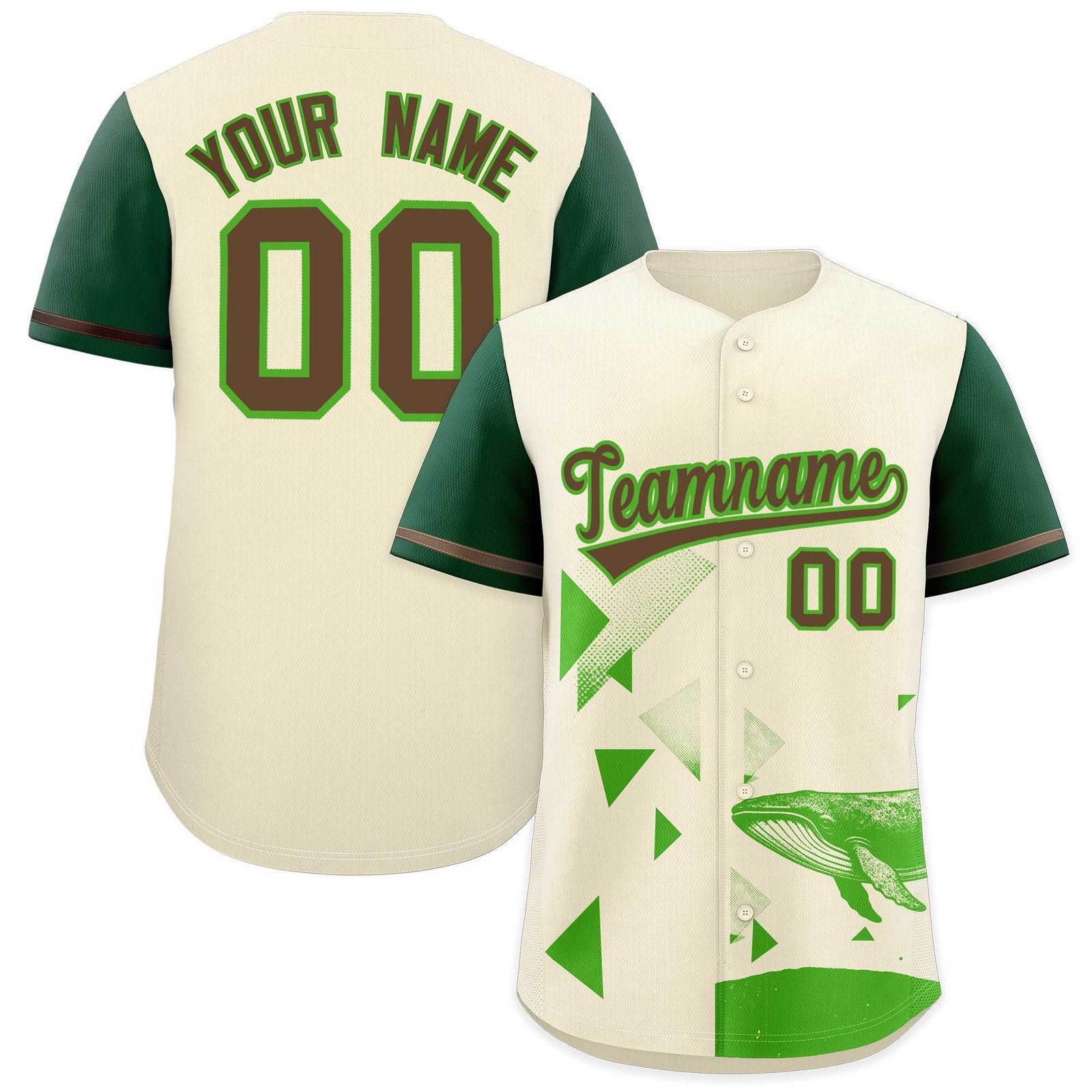 Custom Kelly Green Cream Raptor Series Raglan Sleeves Urban Style Baseball Jersey |KXKSHOP