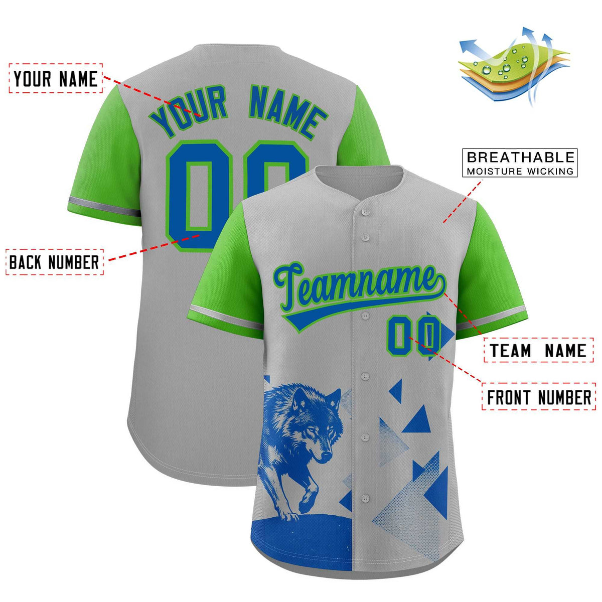 Custom Light Green Gray Raptor Series Raglan Sleeves Street Style Baseball Jersey |KXKSHOP