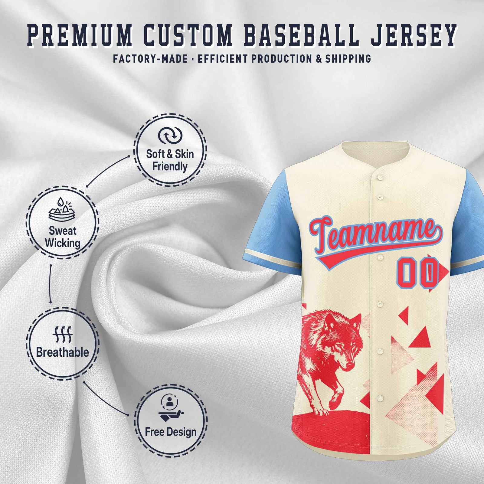 Custom Powder Blue Light Khaki Raptor Series Raglan Sleeves Casual Sports Baseball Jersey |KXKSHOP
