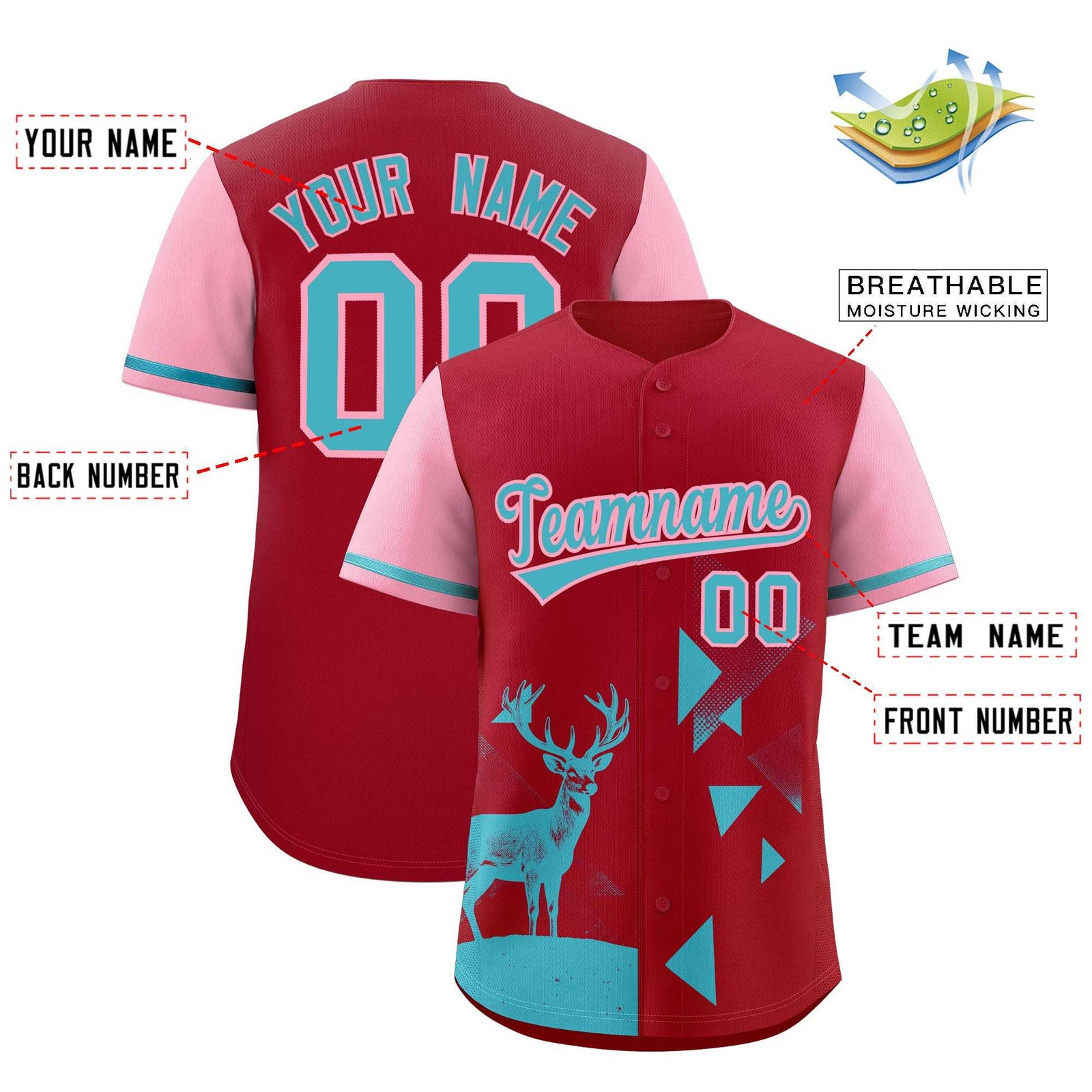 Custom Light Pink Scarlet Raptor Series Raglan Sleeves Drapable Baseball Jersey |KXKSHOP