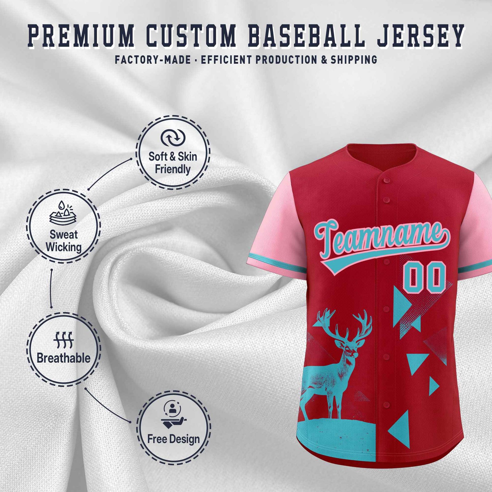 Custom Light Pink Scarlet Raptor Series Raglan Sleeves Drapable Baseball Jersey |KXKSHOP