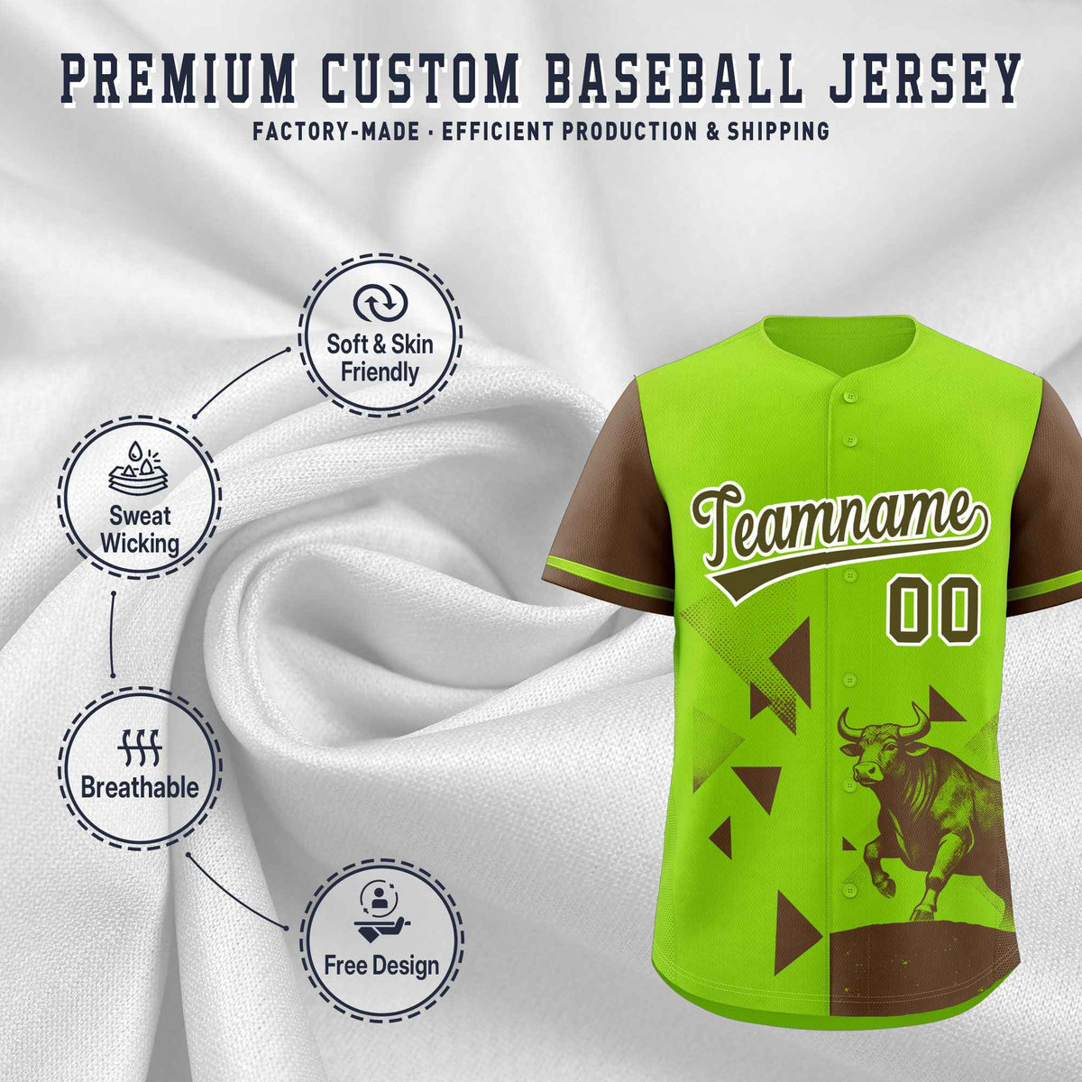 Custom Light Brown Neon Green Raptor Series Raglan Sleeves Hip Hop Baseball Jersey |KXKSHOP