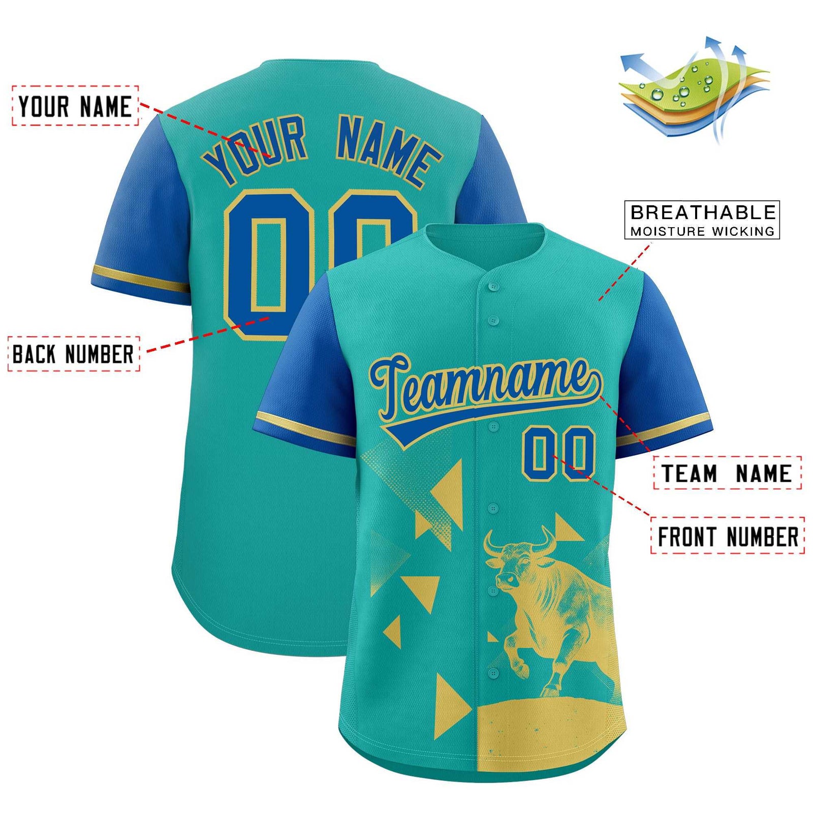 Custom Royal Aqua Raptor Series Raglan Sleeves Urban Style Baseball Jersey |KXKSHOP