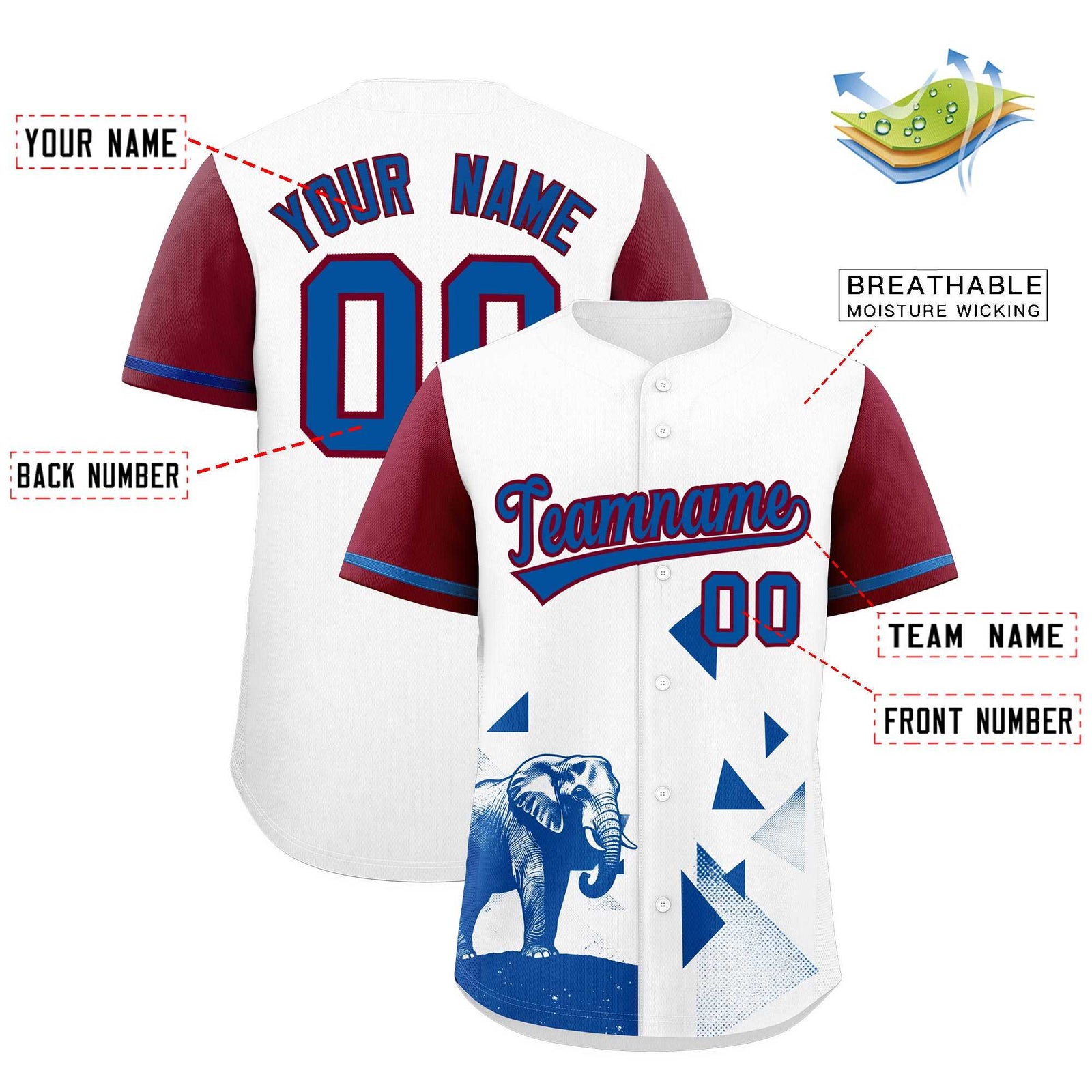 Custom Crimson White Raptor Series Raglan Sleeves Wrinkle-Resistant Baseball Jersey |KXKSHOP
