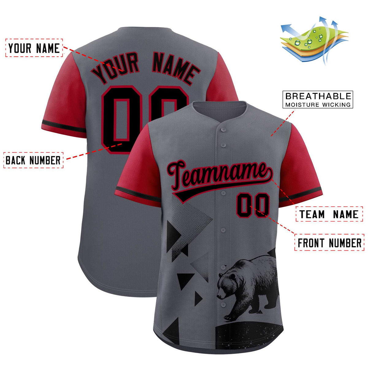 Custom Gray Scarlet Raptor Series Raglan Sleeves Urban Style Baseball Jersey |KXKSHOP