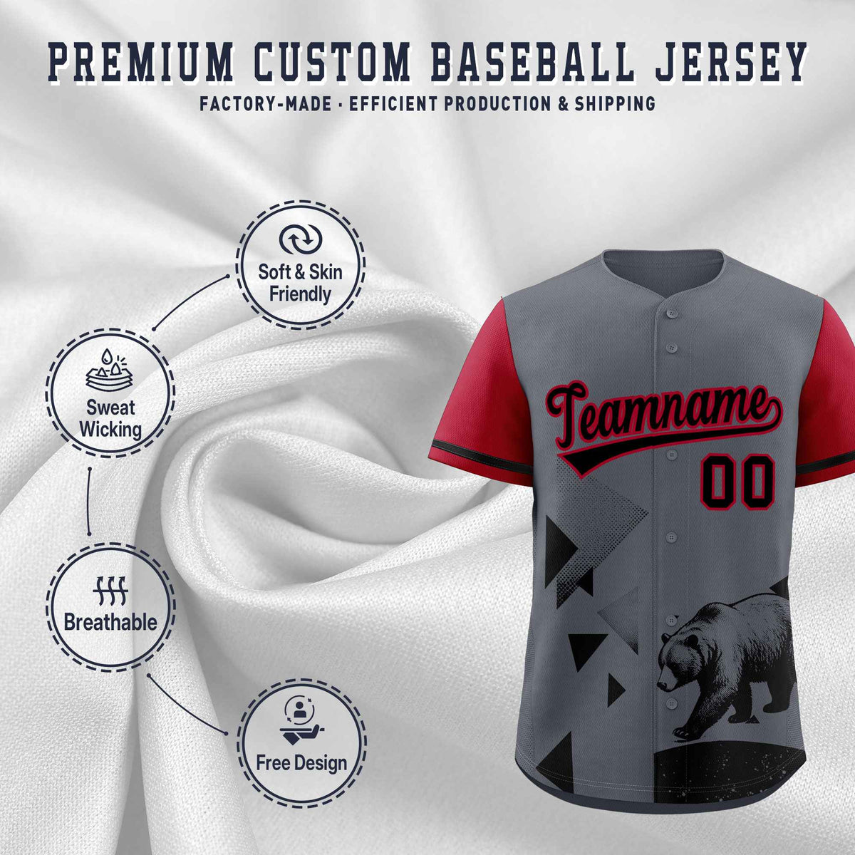 Custom Gray Scarlet Raptor Series Raglan Sleeves Urban Style Baseball Jersey |KXKSHOP