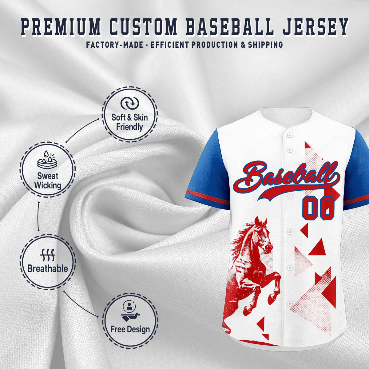Custom Royal White Raptor Series Raglan Sleeves Lightweight Baseball Jersey