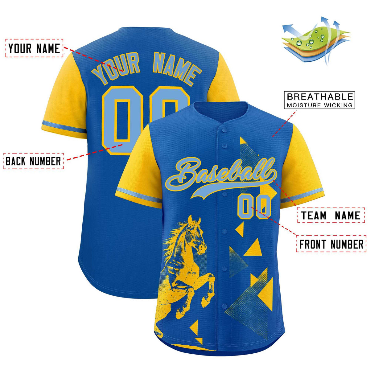 Custom Yellow Royal Raptor Series Raglan Sleeves Breathable Baseball Jersey