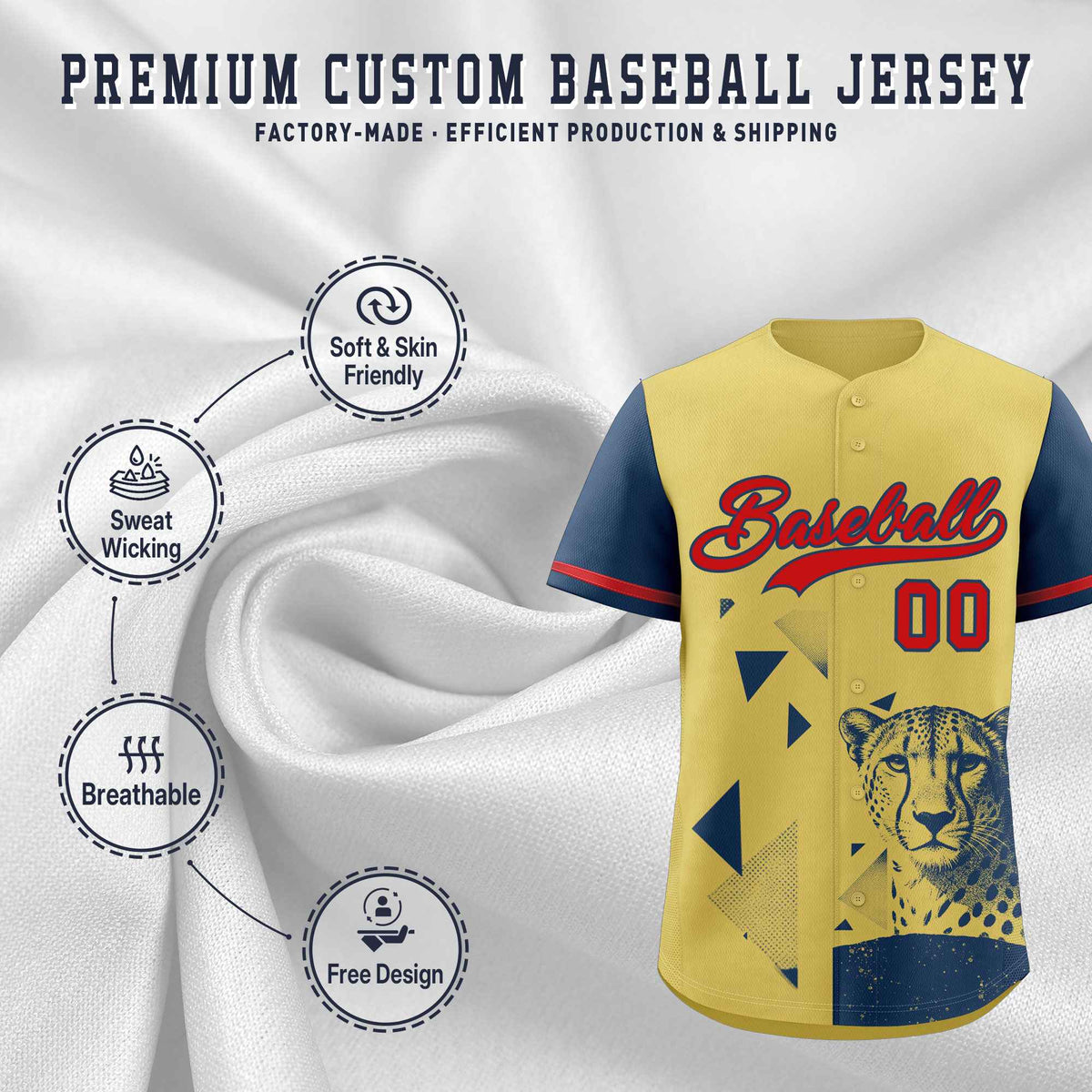 Custom Midnight Blue Old Gold Raptor Series Raglan Sleeves Lightweight Baseball Jersey