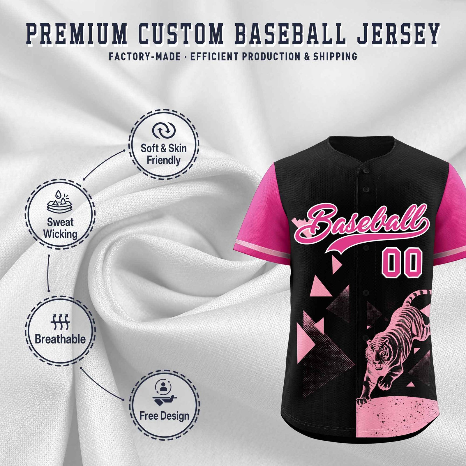 Custom Rose Red Black Raptor Series Raglan Sleeves Wrinkle-Resistant Baseball Jersey