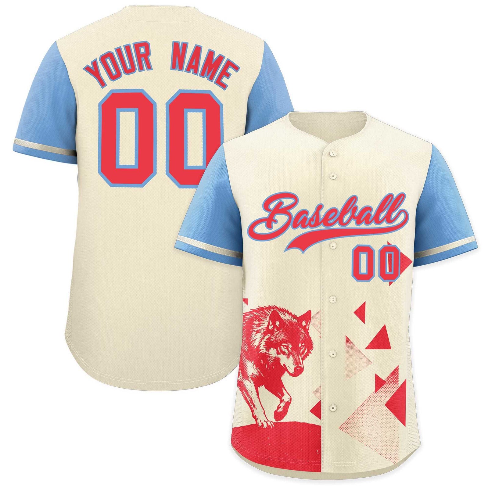 Custom Powder Blue Light Khaki Raptor Series Raglan Sleeves Casual Sports Baseball Jersey