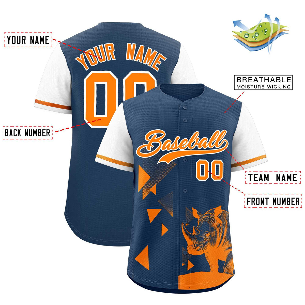 Custom White Midnight Blue Raptor Series Raglan Sleeves Casual Sports Baseball Jersey