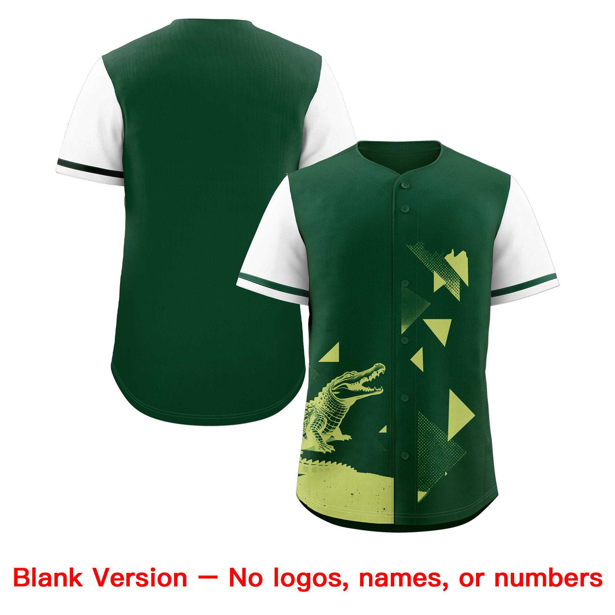 Custom White Green Raptor Series Raglan Sleeves Wrinkle-Resistant Baseball Jersey