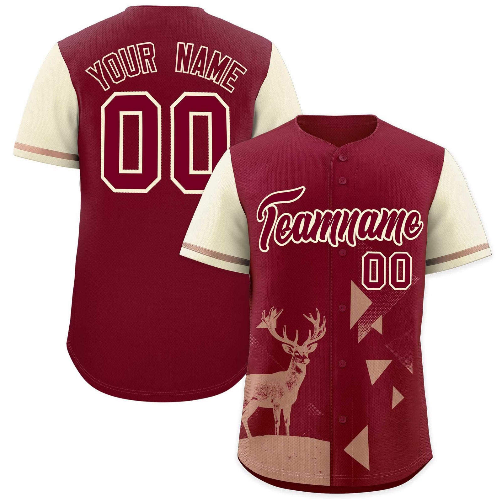 Custom Cream Crimson Raptor Series Raglan Sleeves Urban Style Baseball Jersey