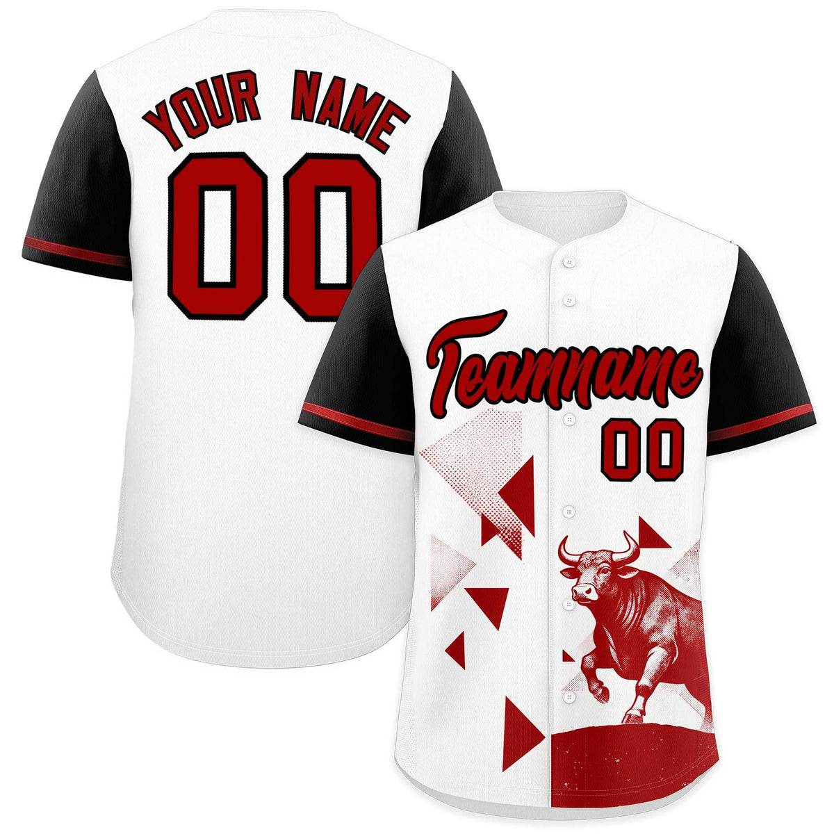 Custom Black White Raptor Series Raglan Sleeves Wrinkle-Resistant Baseball Jersey