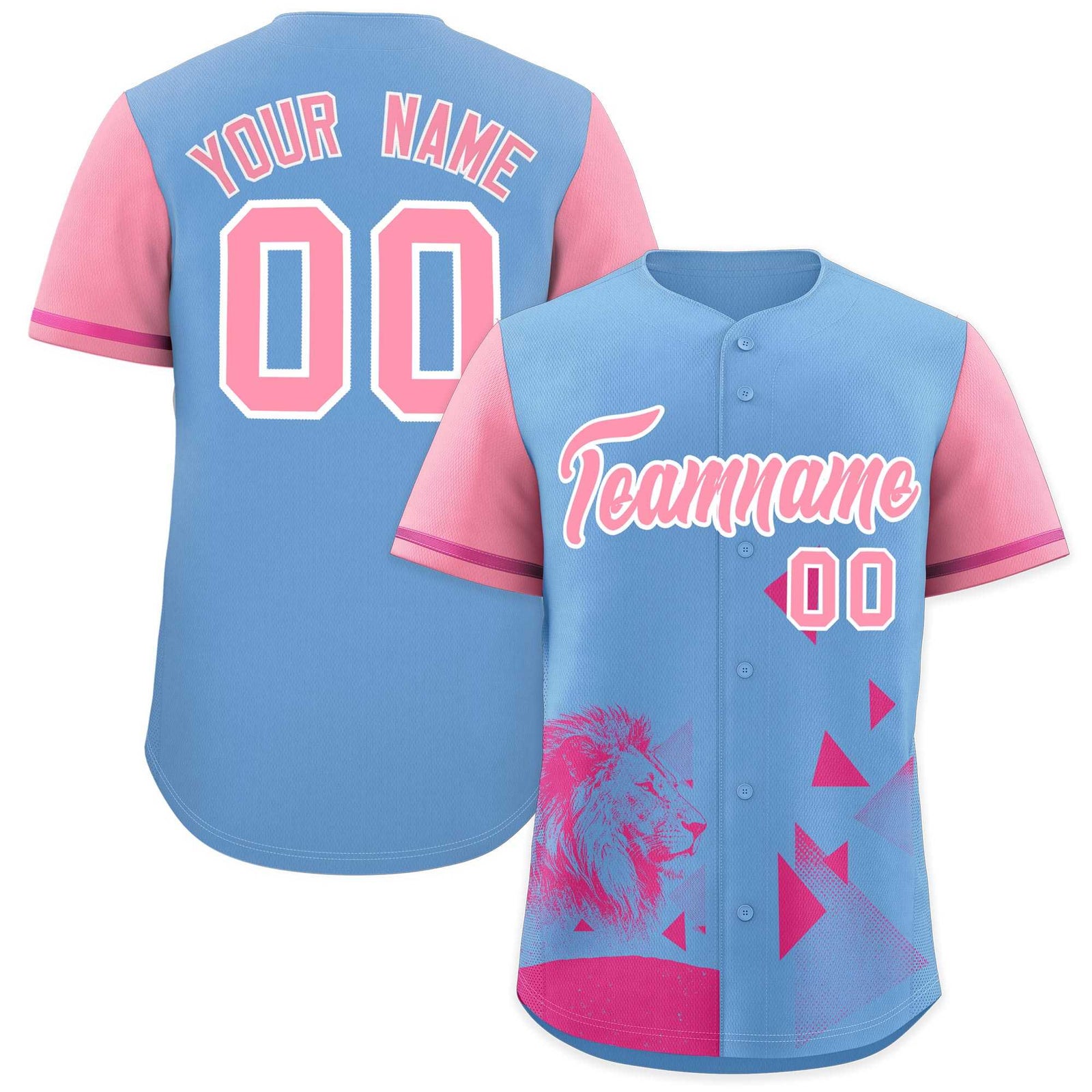 Custom Powder Blue Light Pink Raptor Series Raglan Sleeves Wrinkle-Resistant Baseball Jersey