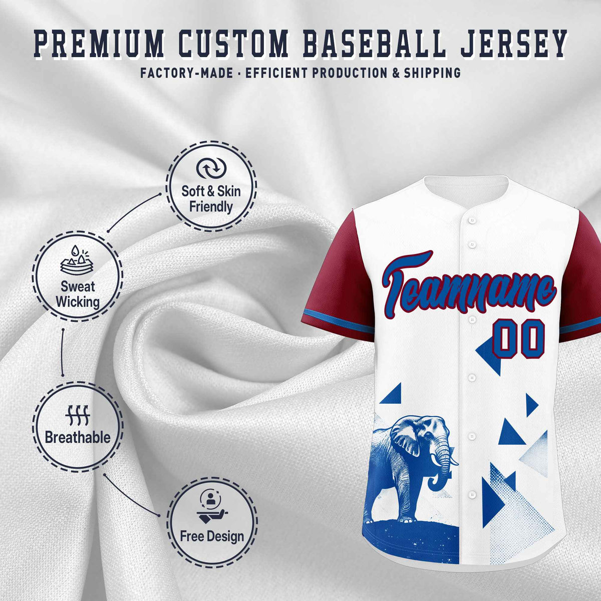Custom Crimson White Raptor Series Raglan Sleeves Wrinkle-Resistant Baseball Jersey