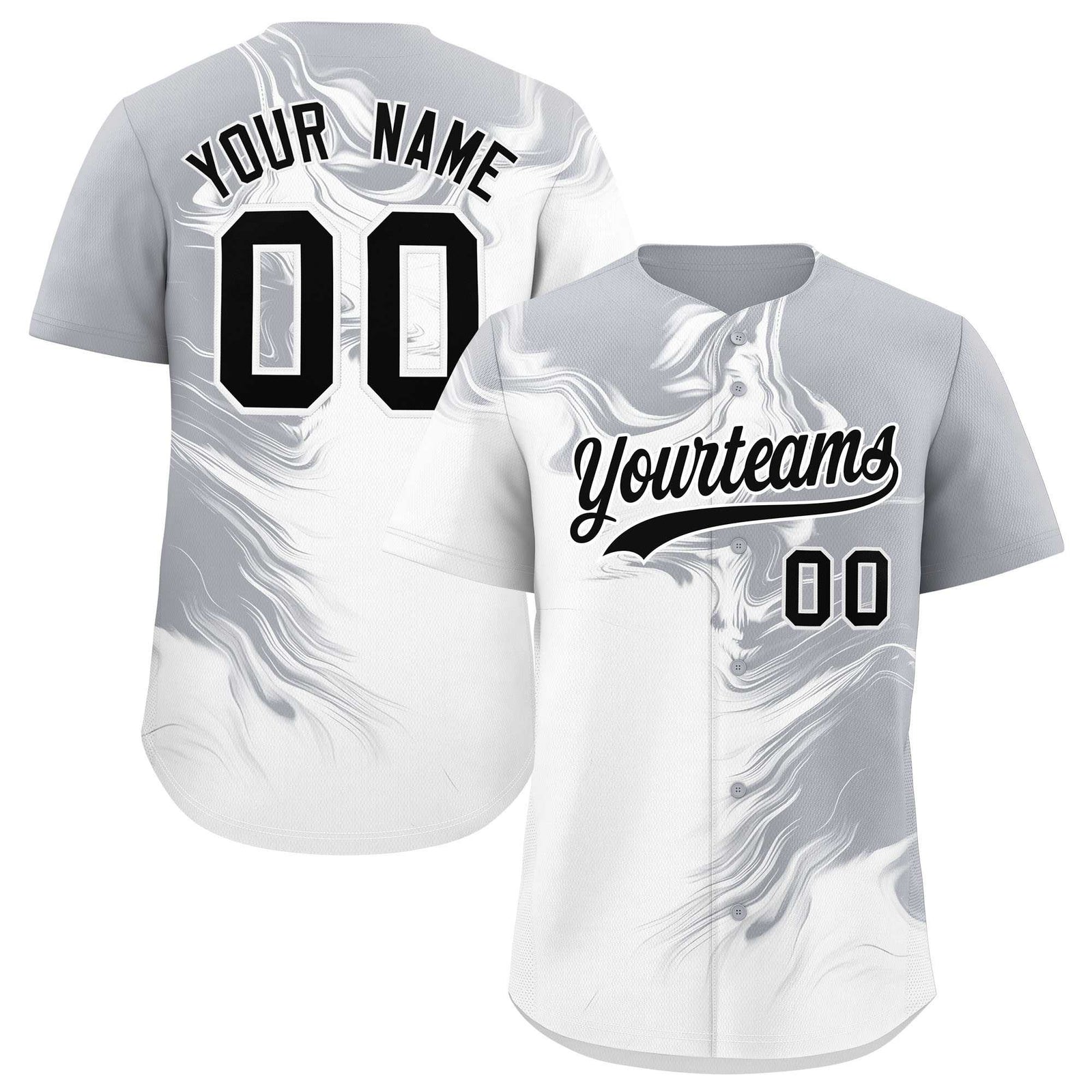 Custom Gray White Personalized Ink Pattern Authentic Baseball Jersey