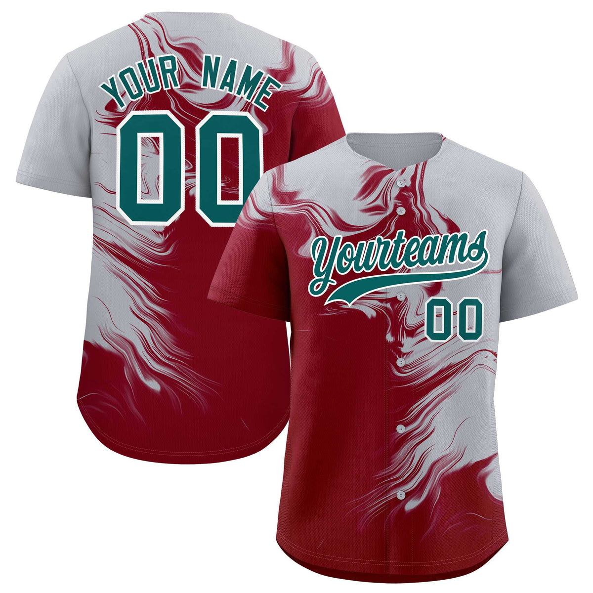 Custom Gray Crimson Personalized Ink Pattern Authentic Baseball Jersey