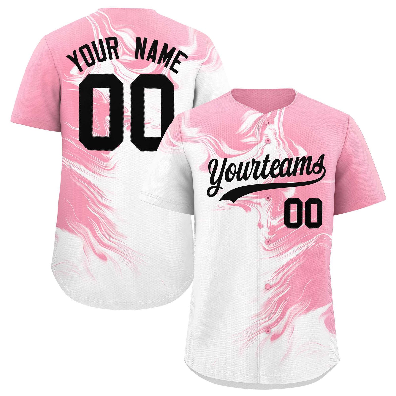 Custom Light Pink White Personalized Ink Pattern Authentic Baseball Jersey