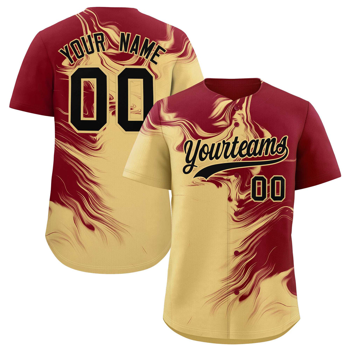 Custom Crimson Khaki Personalized Ink Pattern Authentic Baseball Jersey