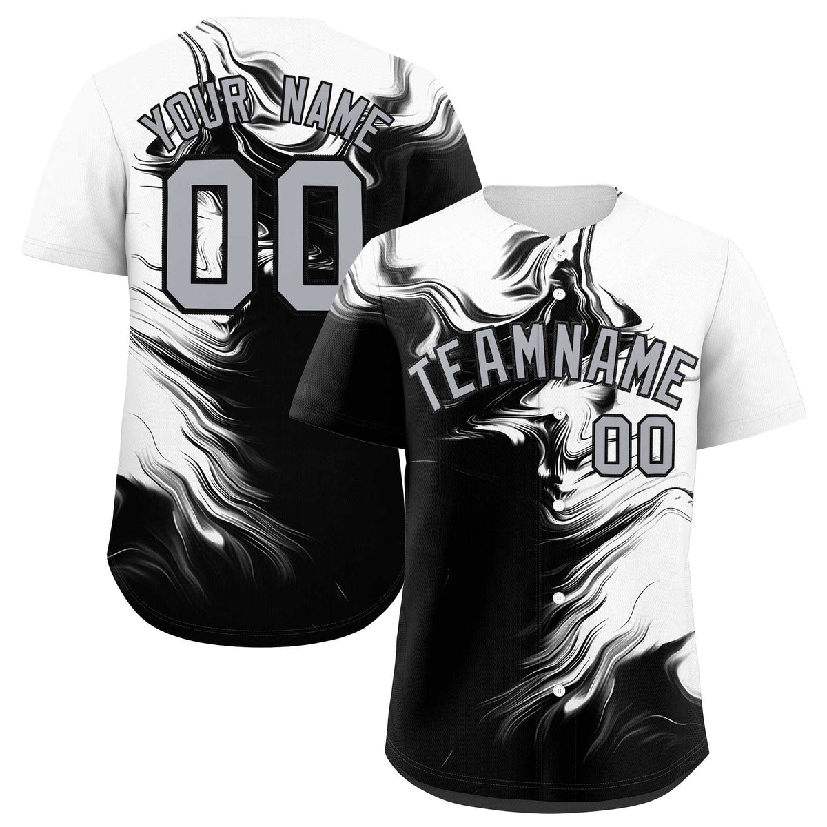 Custom White Black Personalized Ink Pattern Authentic Baseball Jersey