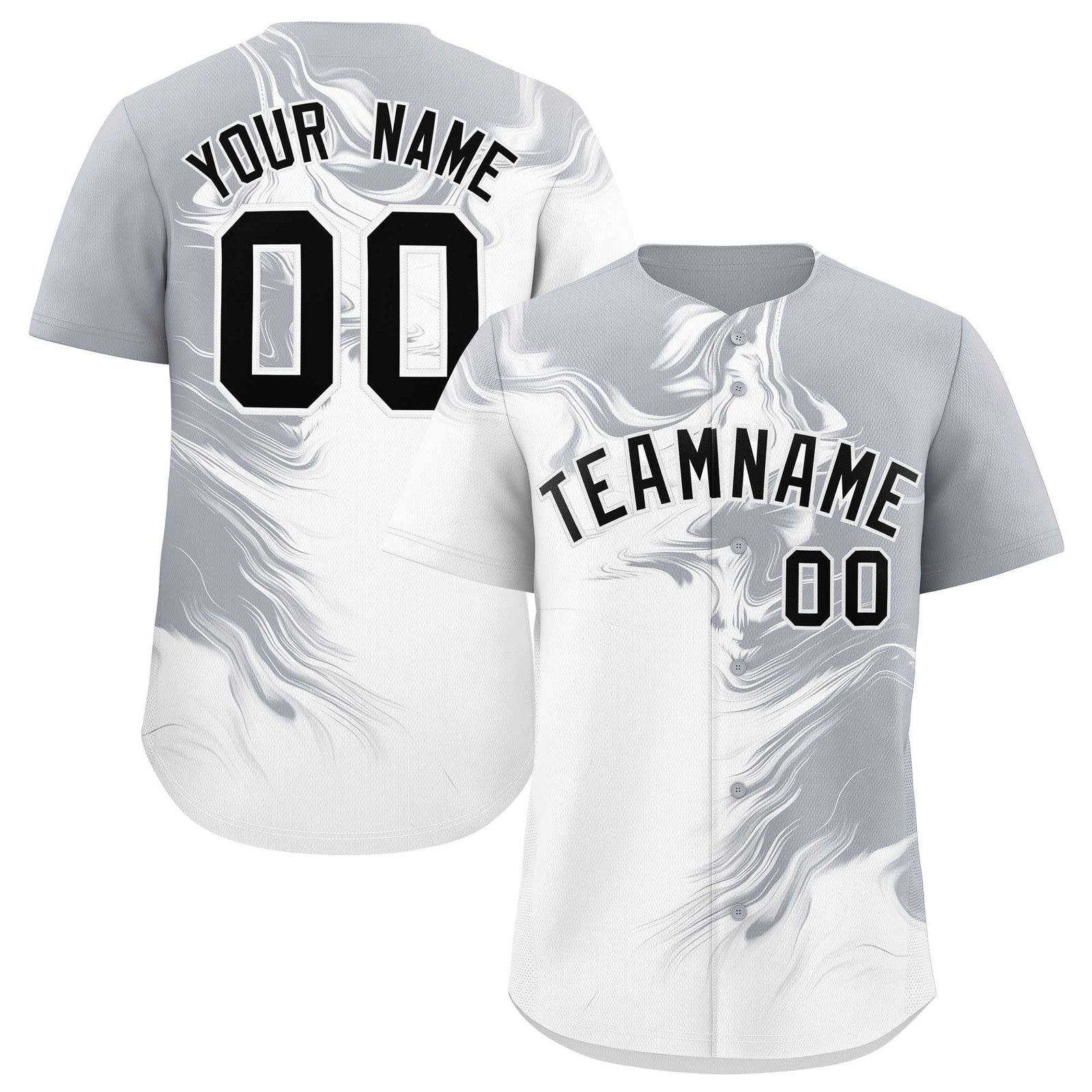 Custom Gray White Personalized Ink Pattern Authentic Baseball Jersey