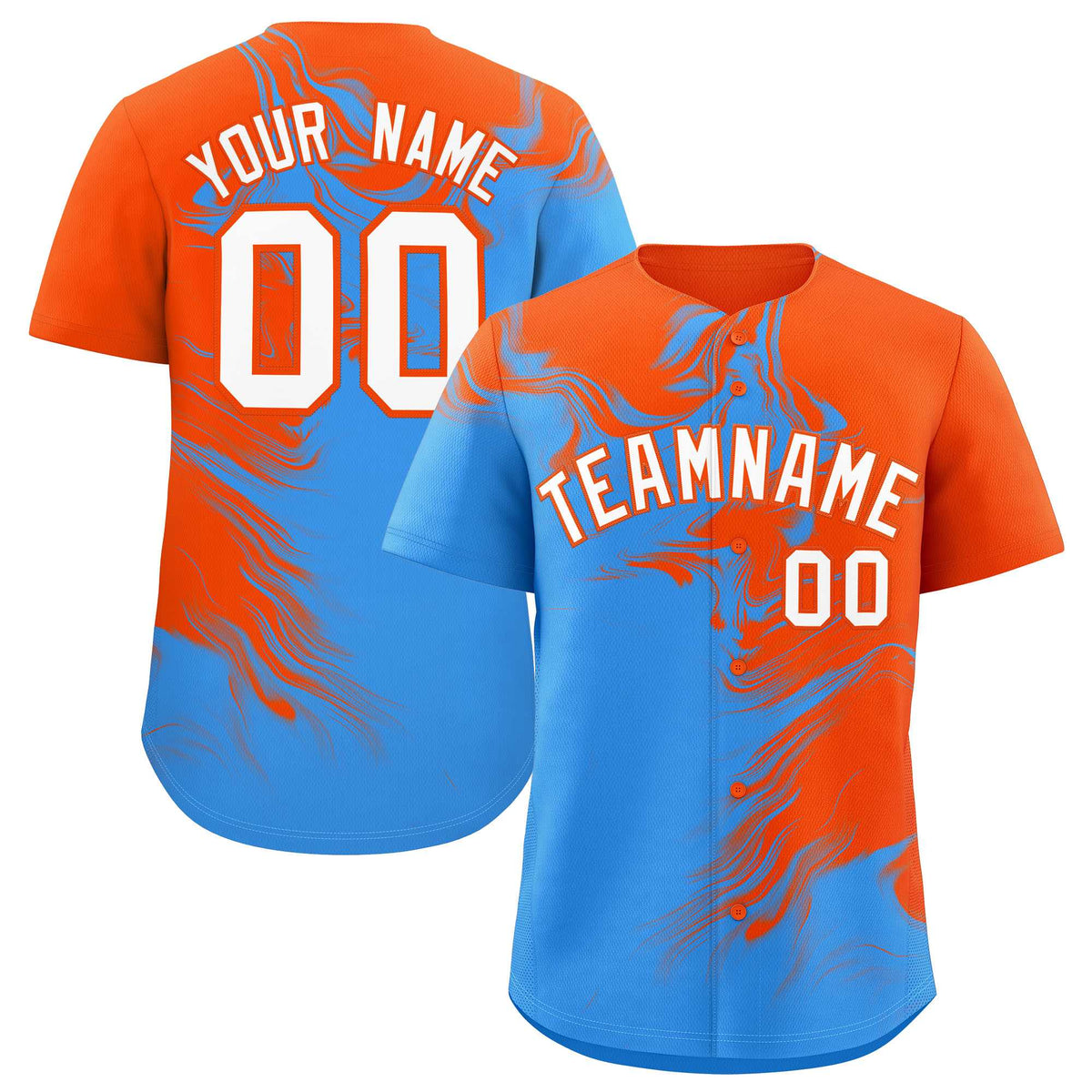 Custom Orange Powder Blue Personalized Ink Pattern Authentic Baseball Jersey