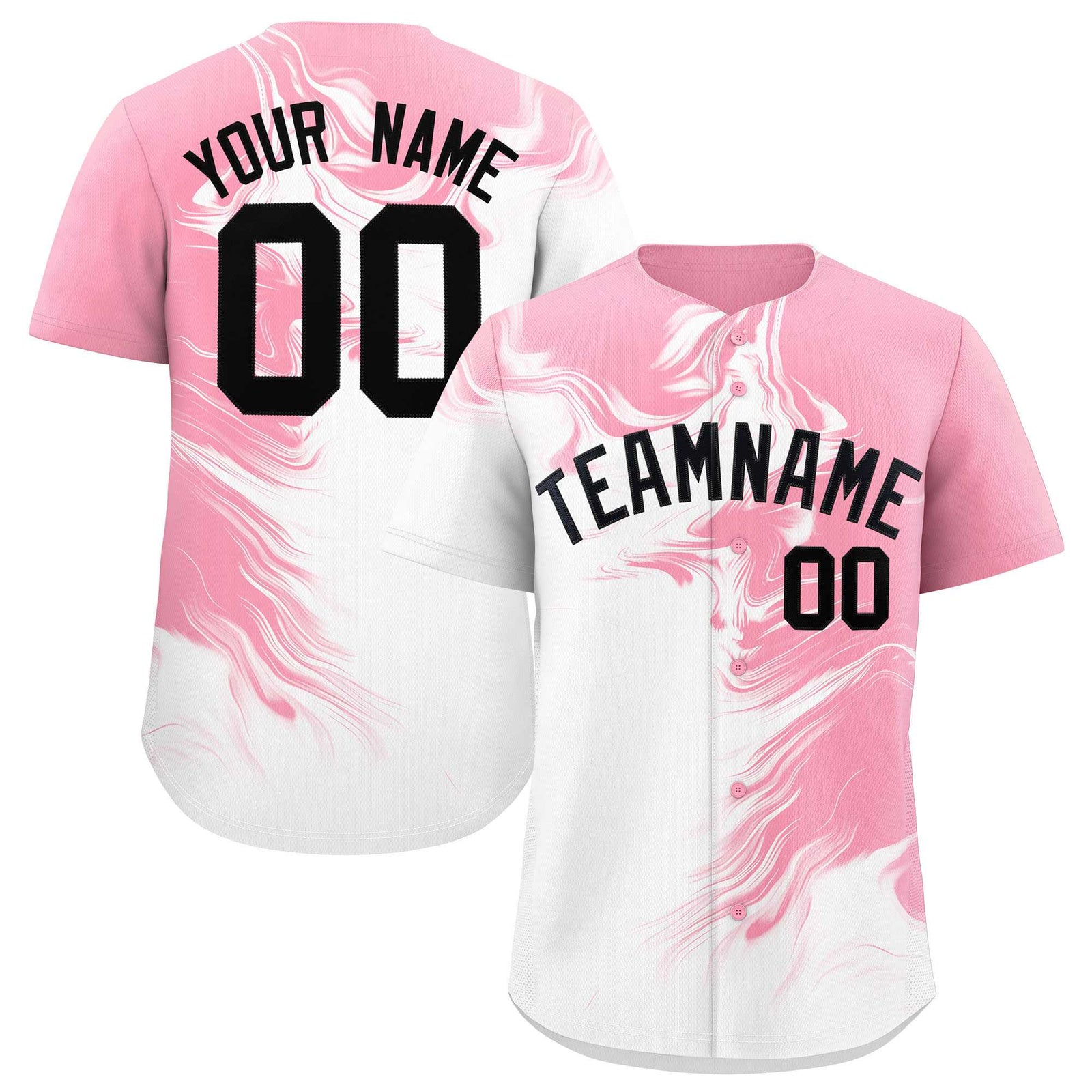 Custom Light Pink White Personalized Ink Pattern Authentic Baseball Jersey