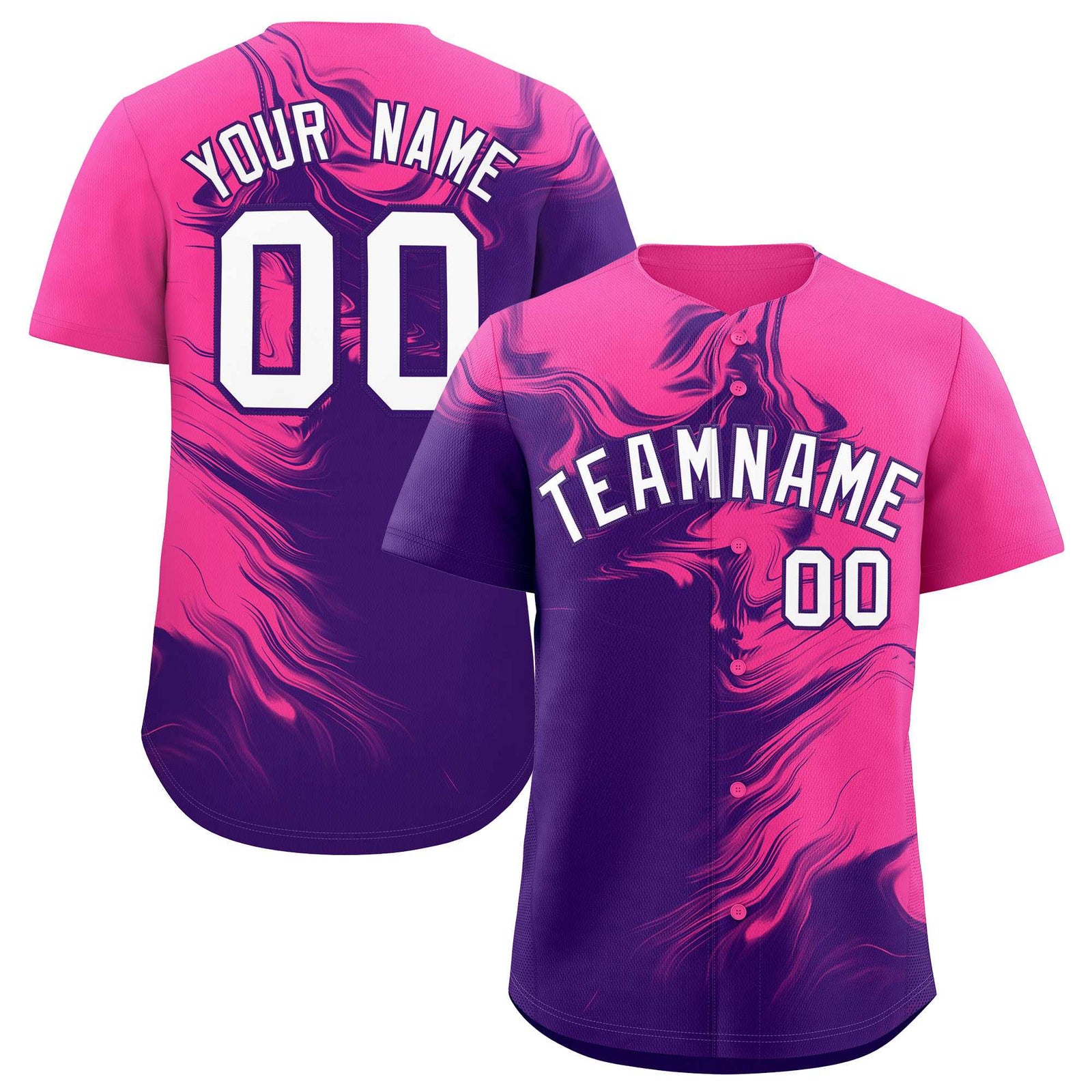 Custom Pink Purple Personalized Ink Pattern Authentic Baseball Jersey