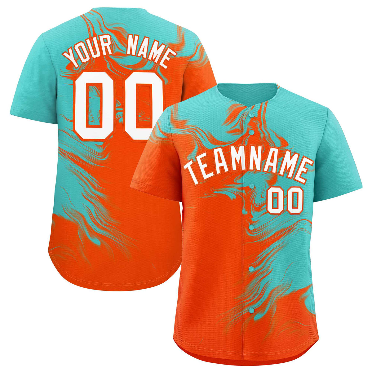 Custom Bright Green Orange Personalized Ink Pattern Authentic Baseball Jersey