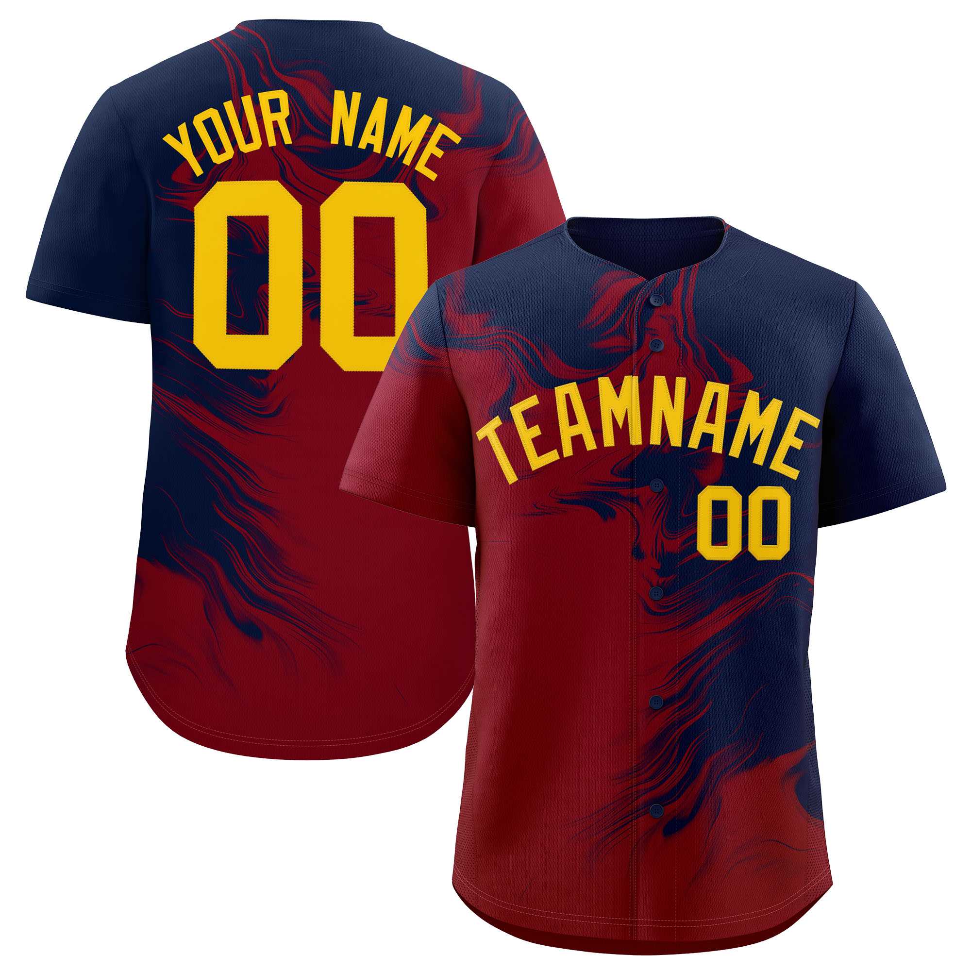 Custom Navy Crimson Personalized Ink Pattern Authentic Baseball Jersey