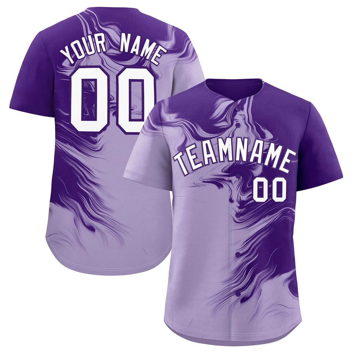 Custom Purple Light Purple Personalized Ink Pattern Authentic Baseball Jersey