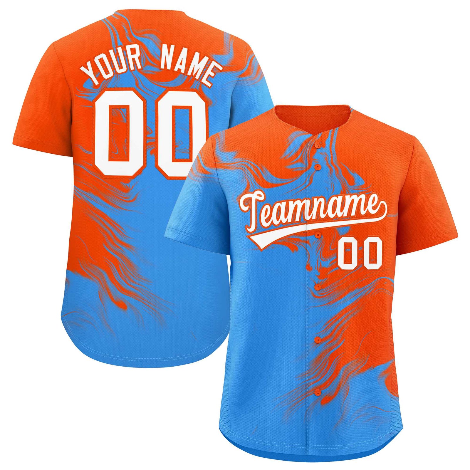 Custom Orange Powder Blue Personalized Ink Pattern Authentic Baseball Jersey