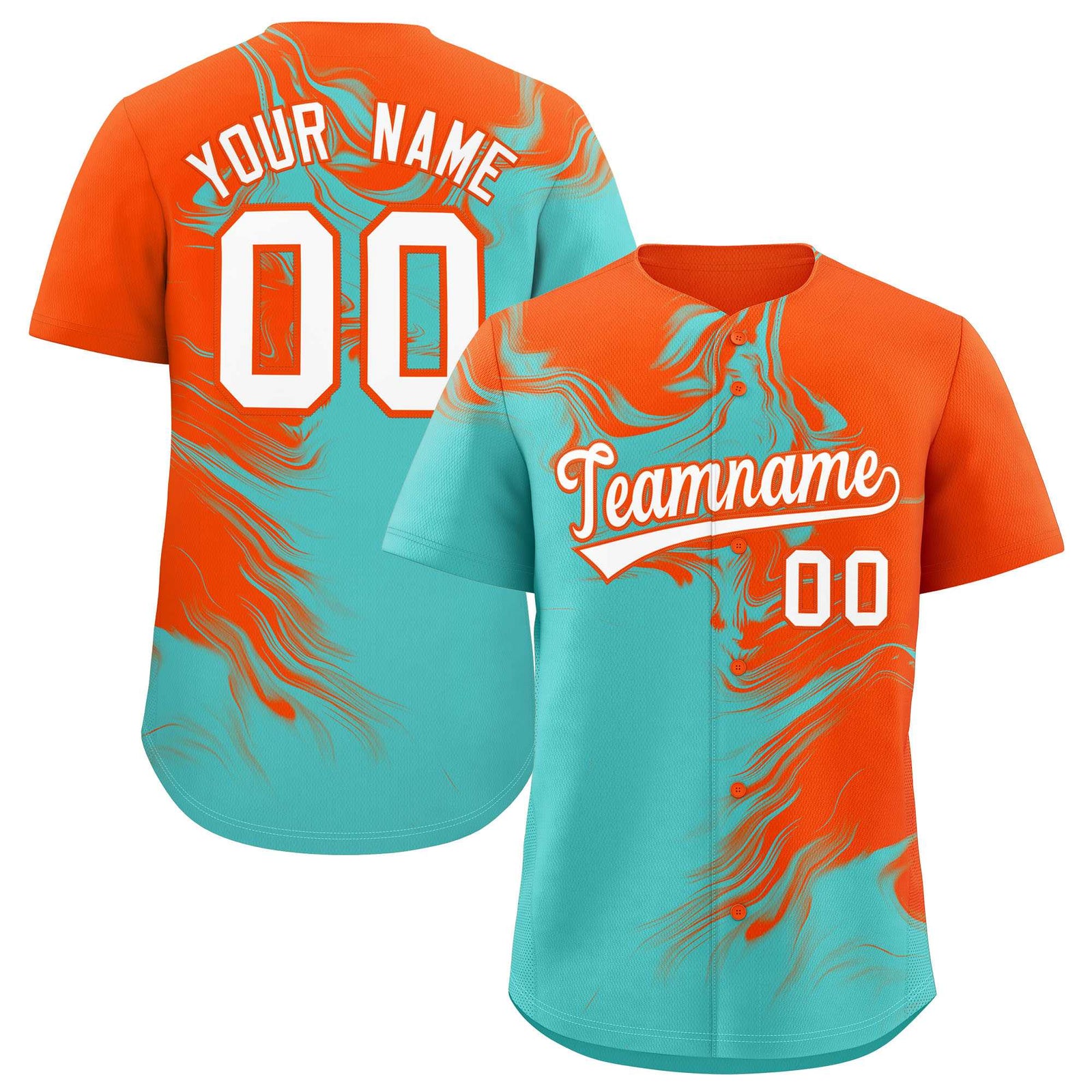 Custom Orange Bright Green Personalized Ink Pattern Authentic Baseball Jersey
