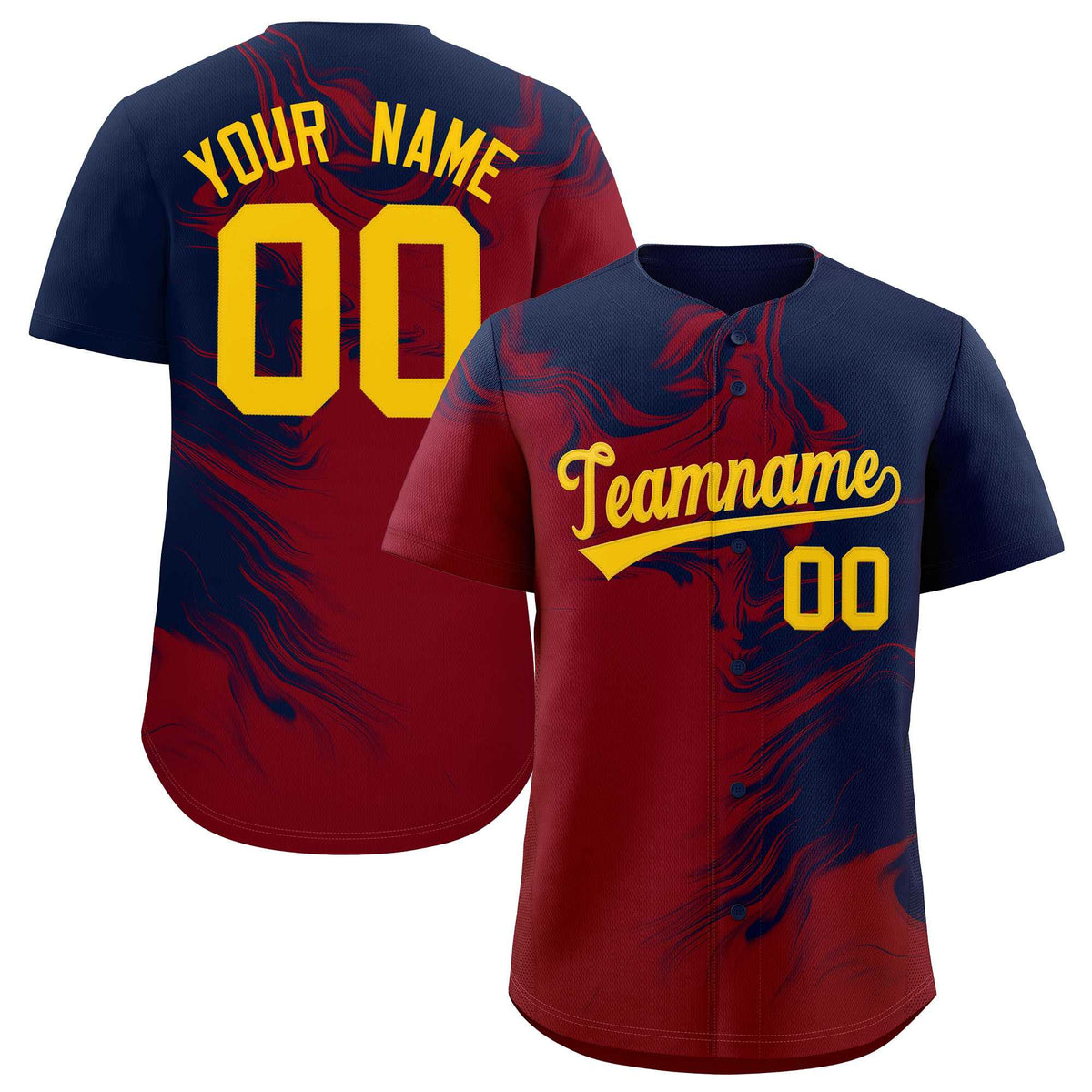 Custom Navy Crimson Personalized Ink Pattern Authentic Baseball Jersey