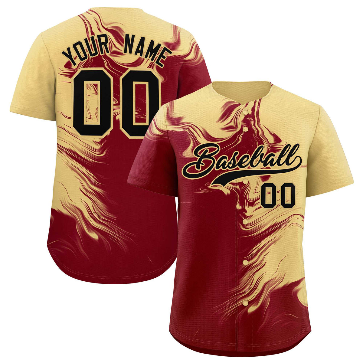 Custom Khaki Crimson Personalized Ink Pattern Authentic Baseball Jersey