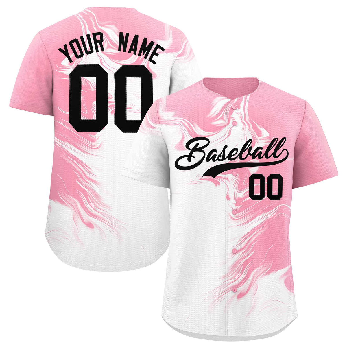 Custom Light Pink White Personalized Ink Pattern Authentic Baseball Jersey